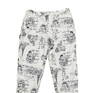 Bill Blass Womens Capri Pants Sz 14 Paris Print Stretch Jeanswear Beaded Hem